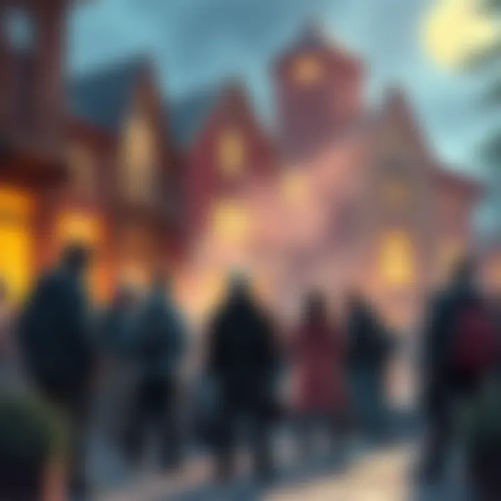 Community in Distress A group of concerned citizens gathered in a town square, discussing the recent event affecting their lives in 2025.