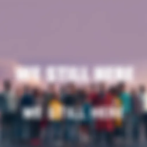 A diverse group of people standing together, showing unity and resilience in the face of challenges.