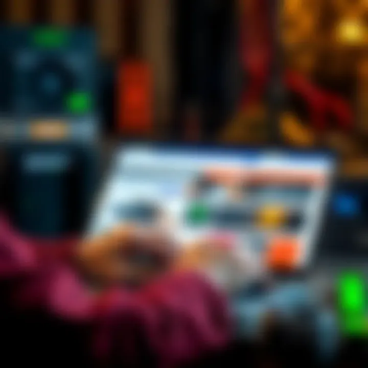 A person researching mining equipment options on a laptop, showing various vendor websites including CryptoMinerBros, BT Miners, and Asic Marketplace