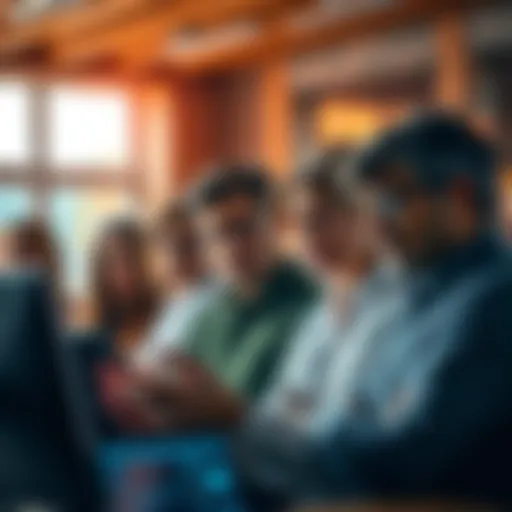A group of people discussing survey results with worried expressions, highlighting issues of accuracy and reliability in data collection.