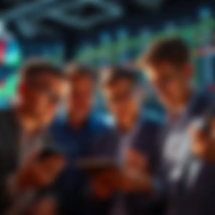 Confused Investors Analyzing Options A group of investors looking at market charts and data, showing expressions of uncertainty and concern.