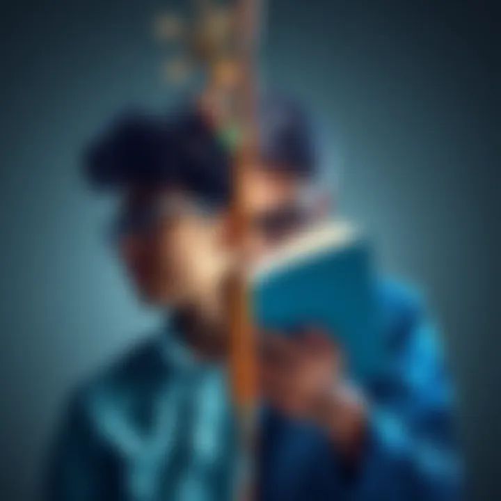 A split image showing one side with a person daydreaming and the other side with someone reading a book, symbolizing different types of intellect.