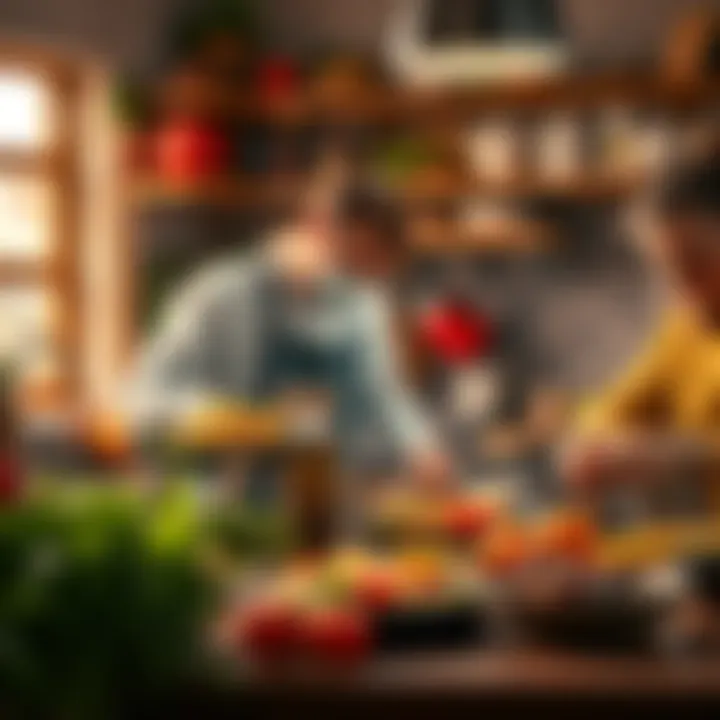 Cooking Trend A person preparing a meal with fresh ingredients in a cozy kitchen setting