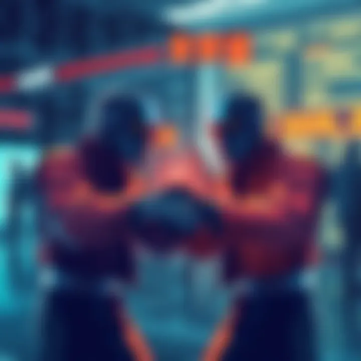 An illustration depicting Core shaking hands with spammers in a digital setting, symbolizing their new alliance in a civil war.