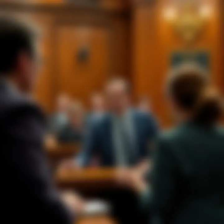 A courtroom with a witness on the stand, Roman Storm's defense team looking concerned after a scam victim's testimony.