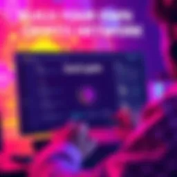 Person designing a cryptocurrency and wallet interface on a computer screen, showcasing mining and staking options.