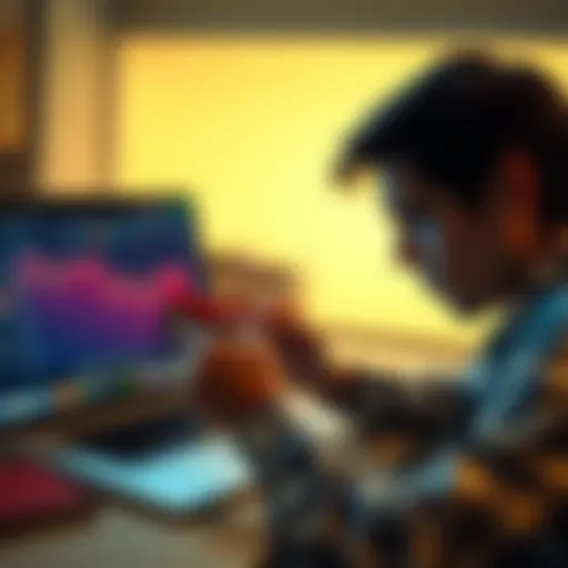A person looks concerned while using a credit card next to a laptop displaying a crypto exchange, illustrating the restrictions on Canadian credit cards for buying cryptocurrencies.