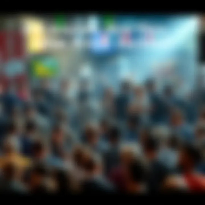 A large group of people gathered at the scene of an unexpected incident, sharing their stories and reactions.