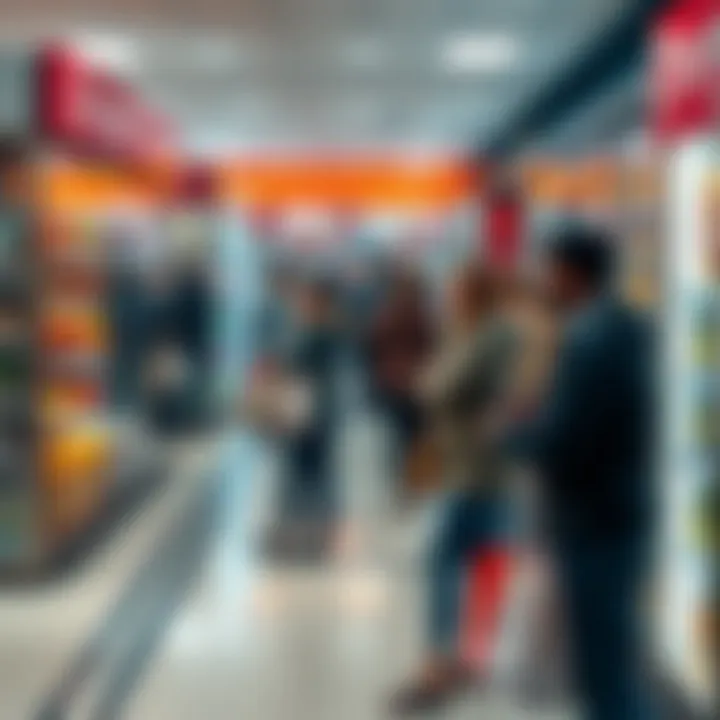 Shoppers crowd a supermarket aisle, looking at products as prices fluctuate and stock varies, capturing the changing shopping dynamics in 2025.