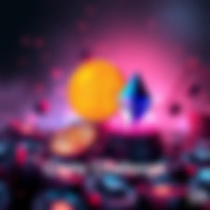 A visual representation of increasing cryptocurrency balances with Bitcoin and Ethereum symbols, showcasing excitement for a contest.