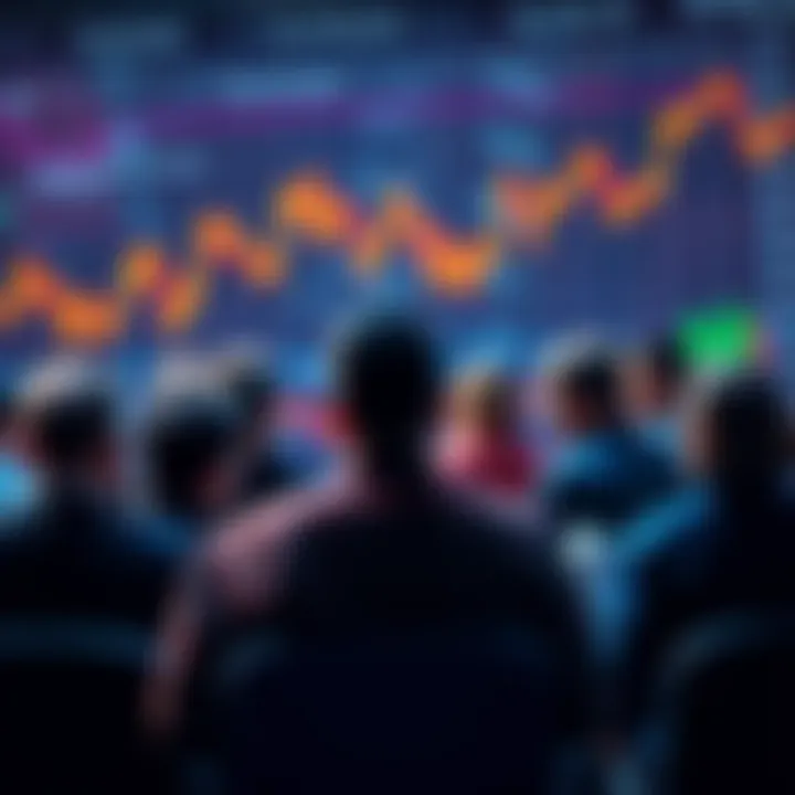 A group of people discussing various opinions on the future of the crypto market, with charts and graphs in the background
