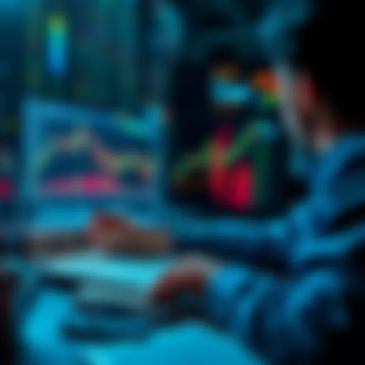 A person analyzing cryptocurrency charts with a laptop and notes, considering investment options.
