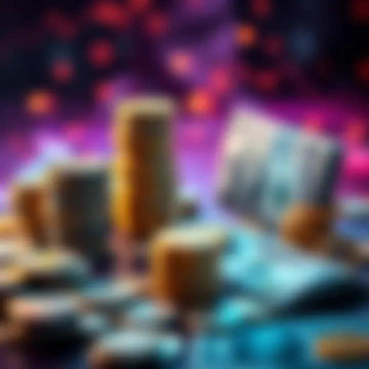 A visual representation of cryptocurrency loans with stacks of coins and dollar bills, highlighting the tension between new opportunities and past failures.