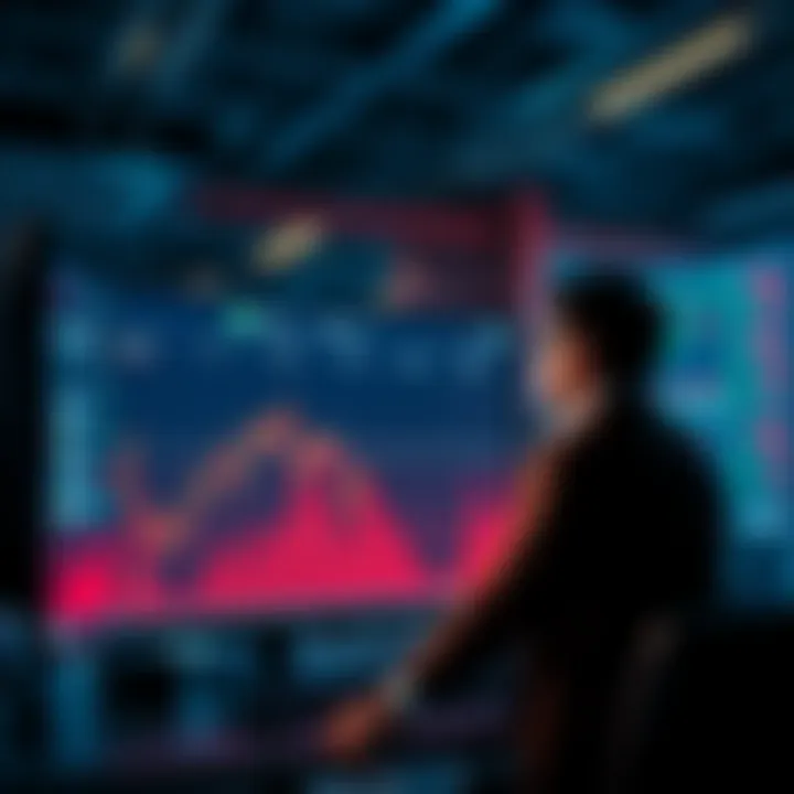 Graph showing sharp decline in cryptocurrency values with worried investors looking at screens