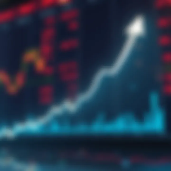 A graphical representation showing fluctuating cryptocurrency prices, highlighting the recent buzz about alt season, with arrows indicating rising and falling trends.