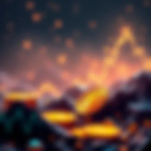 Illustration showing upward trends in crypto market with coins and charts, symbolizing Uptober changes.