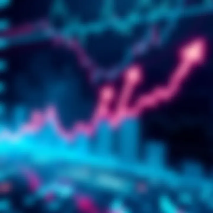 Cryptocurrency Market Turbulence Graph showing fluctuating crypto prices with arrows indicating ups and downs
