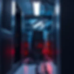 A row of cryptocurrency mining rigs set up inside a small IT closet, with wires and cooling fans visible.