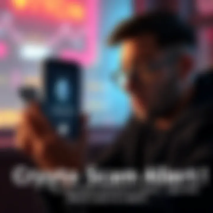 A person looking worried while using a smartphone, with a graphic of Ethereum and a gas fee pop-up on the screen