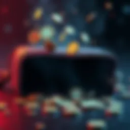 A graphic showing an empty crypto wallet with digital tokens disappearing, symbolizing loss and security concerns in cryptocurrency transactions.