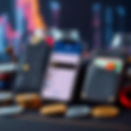 A visual representation of different types of cryptocurrency wallets, showing a digital wallet app on a smartphone beside physical wallet options.