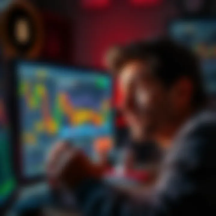 A person looking at a computer screen displaying cryptocurrency charts with a confused expression, symbolizing doubt about crypto wealth.