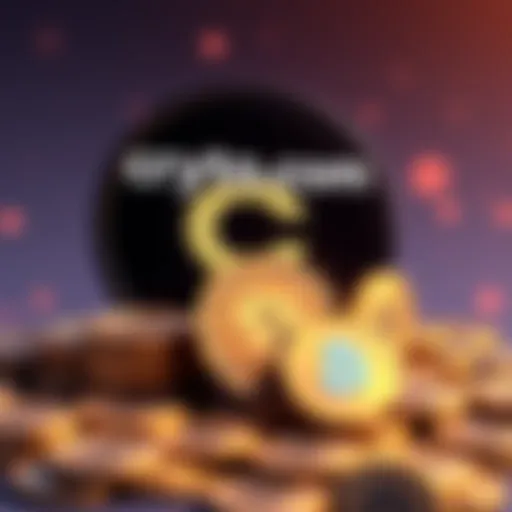 Crypto.com logo beside a pile of CRO tokens with an arrow showing increased supply