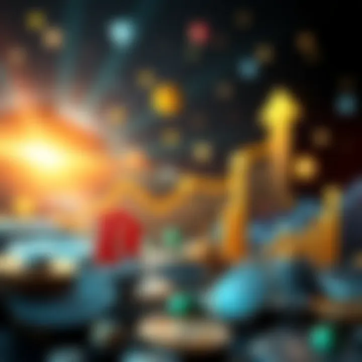 Cryptocurrency Future A visual representation of various cryptocurrencies with upward trends and bright symbols indicating future potential.