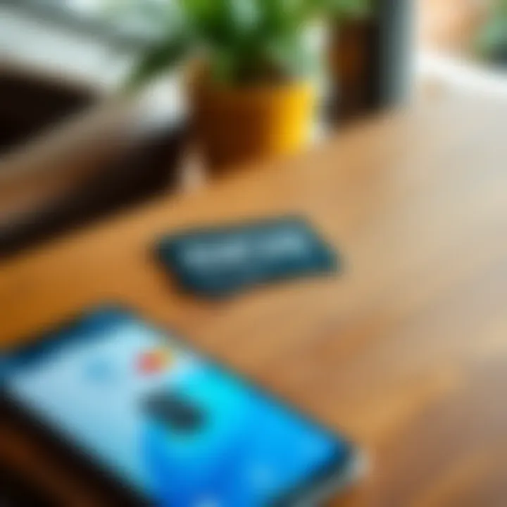 A Curve card placed on a wooden table with a smartphone nearby showing the Curve app open.