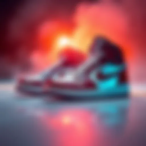 A pair of unique custom Air Jordans being created instantly through a digital payment system with Polygon