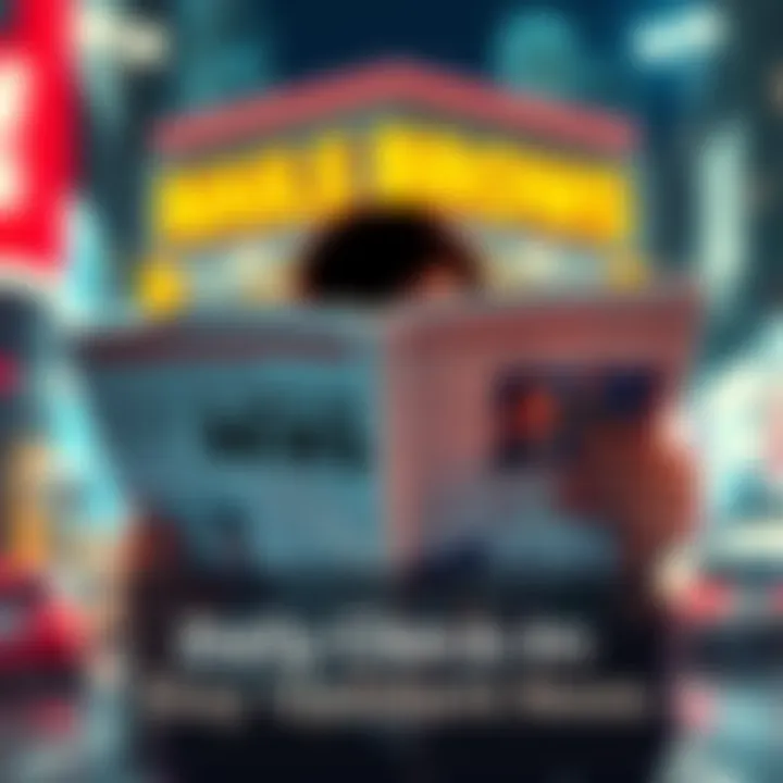 Daily News Updates A person reading a newspaper with headlines of current events and news updates