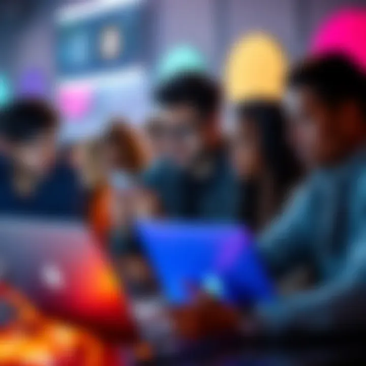 Debate on Crypto Ignorance A group of people passionately discussing cryptocurrency, with laptops and phones, showing polarized opinions on the topic.