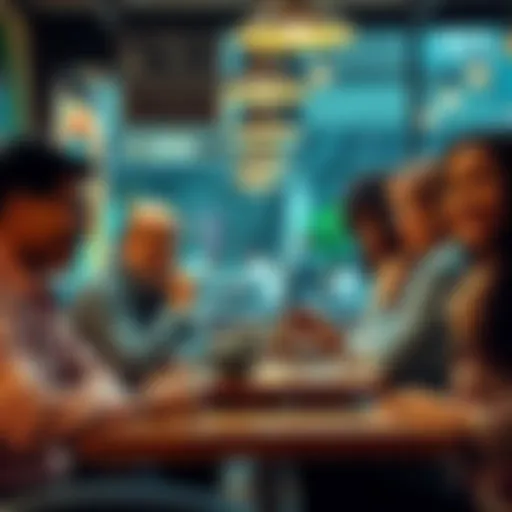 Debunking the inflation target A group of diverse people discussing inflation and economic policies at a coffee shop