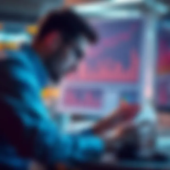 A person analyzing charts and graphs while making decisions