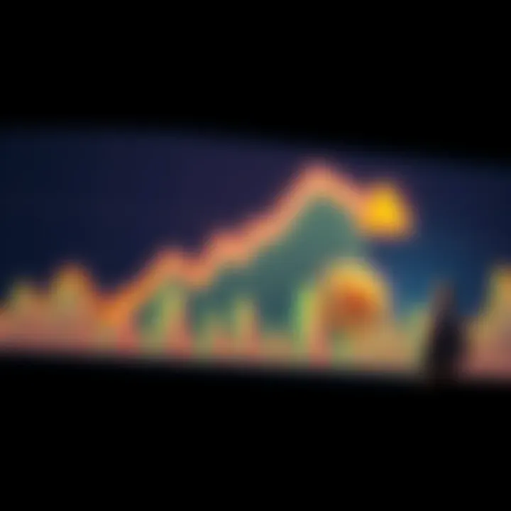 Declining Bitcoin ROI A downward trending graph representing Bitcoin's ROI, with a Bitcoin symbol and a worried investor looking at the chart.