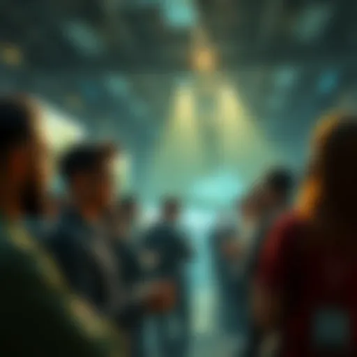 People discussing the upcoming Deep Snitch AI presale with excitement in a tech forum setting