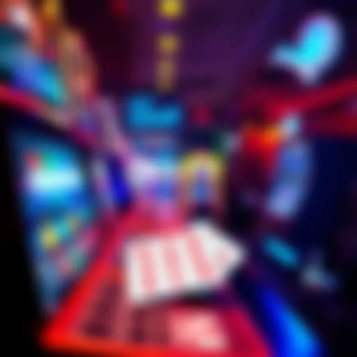 A visual representation of decentralized finance casinos showing digital currency transactions and lottery tickets on a screen.