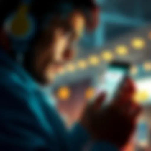 Individual looking at a smartphone with a financial app, contemplating a large deposit after selling a house