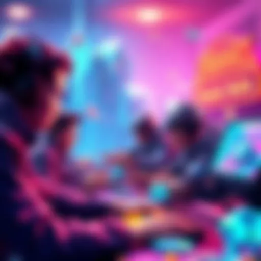 A vibrant scene showing players collecting diamonds while engaging in a gaming challenge, with colorful themes in the background for personalization.