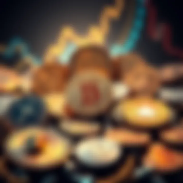 A visual showing various coins with symbols representing different belief systems in cryptocurrency, highlighting the diversity among believers.