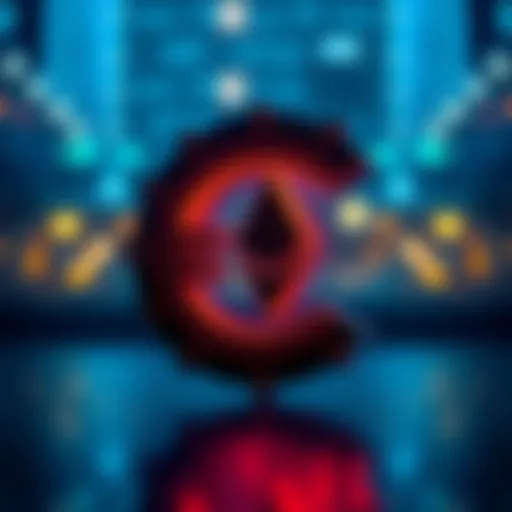 A graphic representation of a digital Euro symbol overlaid on an Ethereum logo, symbolizing the EU's move towards blockchain technology in currency.