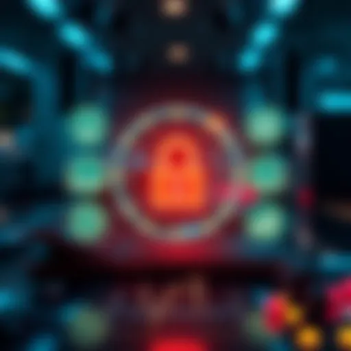 A graphic showing digital ID verification in a financial setting, with icons representing DeFi systems and security measures.