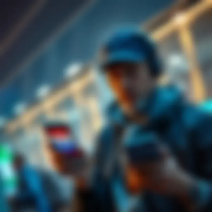 A frustrated traveler looking at their phone, showing a low flight credit balance after converting loyalty points.