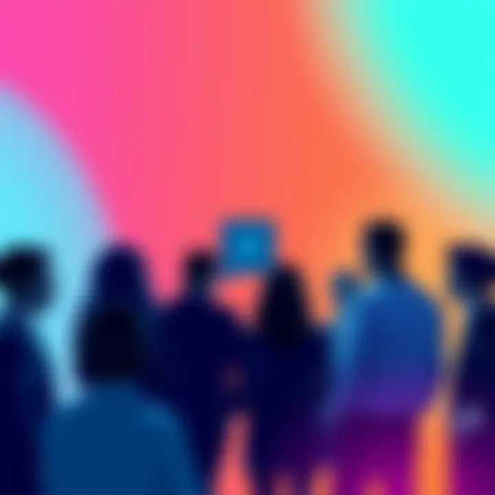 A visual representation of a conversation being blocked, symbolizing the grokblocking phenomenon on the platform X. Show a group of people engaged in dialogue with a block symbol between them.