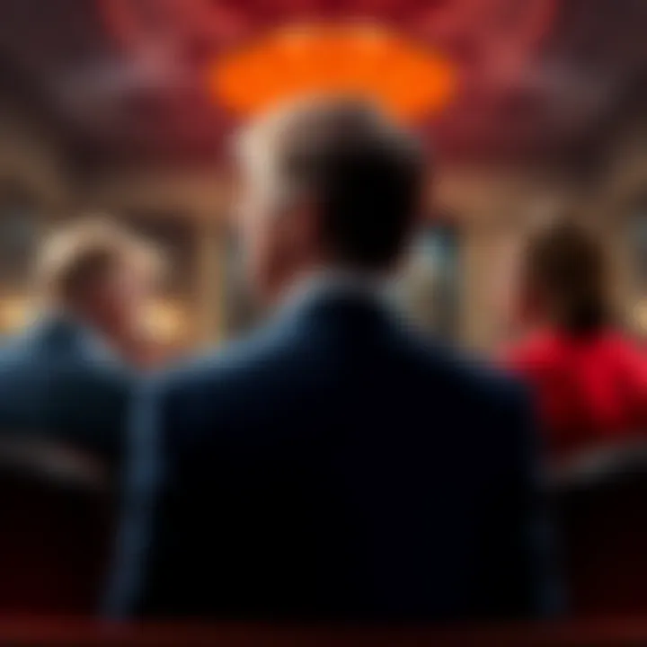 Divided Congress A split image showing a group of lawmakers from different parties looking away from each other in a tense meeting setting