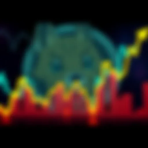 A graph showing the decline in Doge's market cap position, illustrating a downtrend with a sad Doge logo in the background.