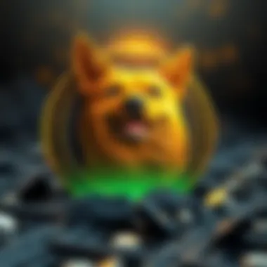 A digital representation of Doge Coin featuring a dollar sign, symbolizing investment opportunities in cryptocurrency.