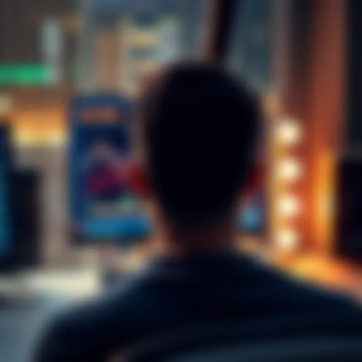 A person looking at a computer screen displaying the DOGE cryptocurrency chart, showing significant growth over four years.