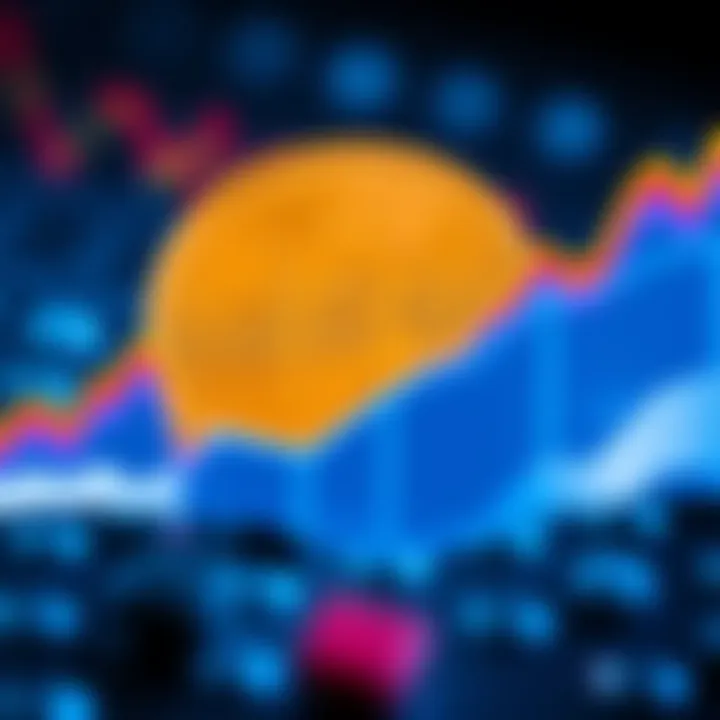 A Dogecoin coin in front of a rising Bitcoin symbol, illustrating the potential growth of Dogecoin after Bitcoin's surge