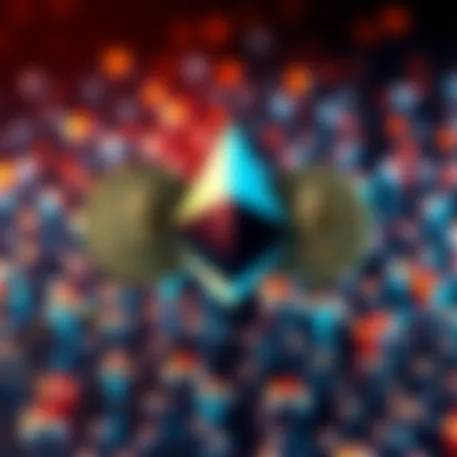 Dogecoin and XRP logos integrated into Ethereum background